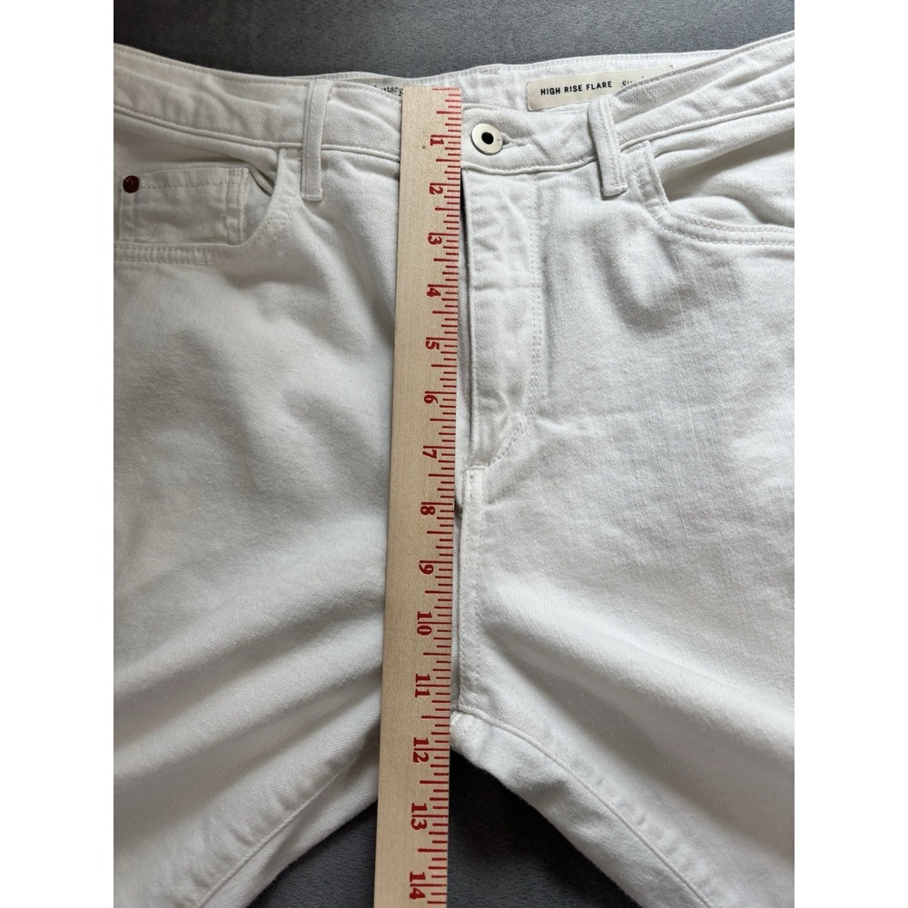 Anthropologie Pilcro Eyelet Lace Embroidered Hem High Rise Crop Flare Jeans Sz31 - Picture 7 of 11